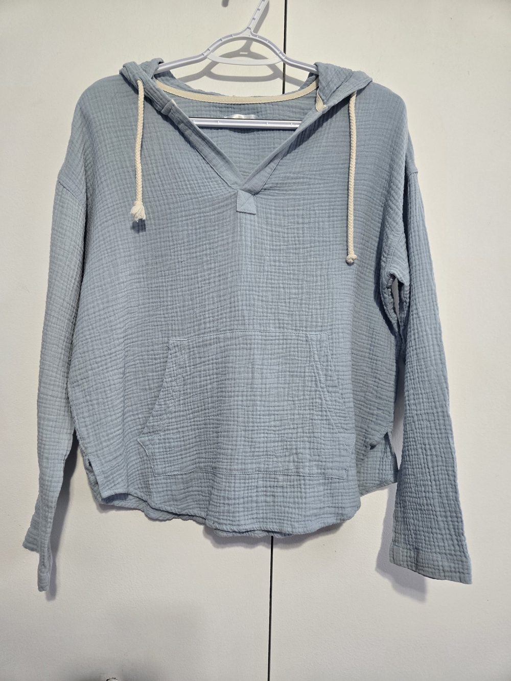 Alter’d State Gauze Hoodie Women Small Blue Boho Beach Pullover Lightweight Hood